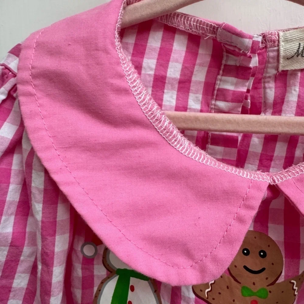 Marie Nicole Girls Size 6 Pink Gingham Long Sleeve Christmas Holiday Dress